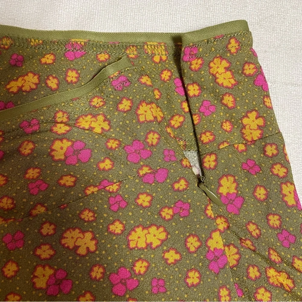 New Free People IRL Mini Green Floral Skirt Size 0